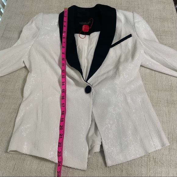 Rachel Zoe White Sequin Blazer and Pant Set - Picture 15 of 16